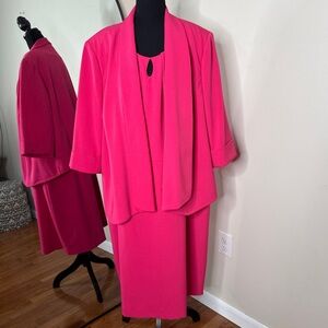 Jones Studio Dress Suit Pink Polyester Elastane Open Front Size 22